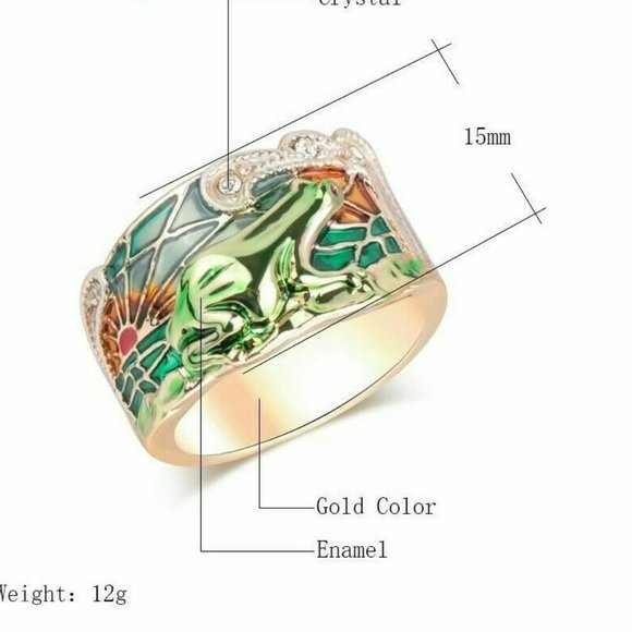 Creative Epoxy Frog Nature Gold Enamel Ring - Picture 7 of 10